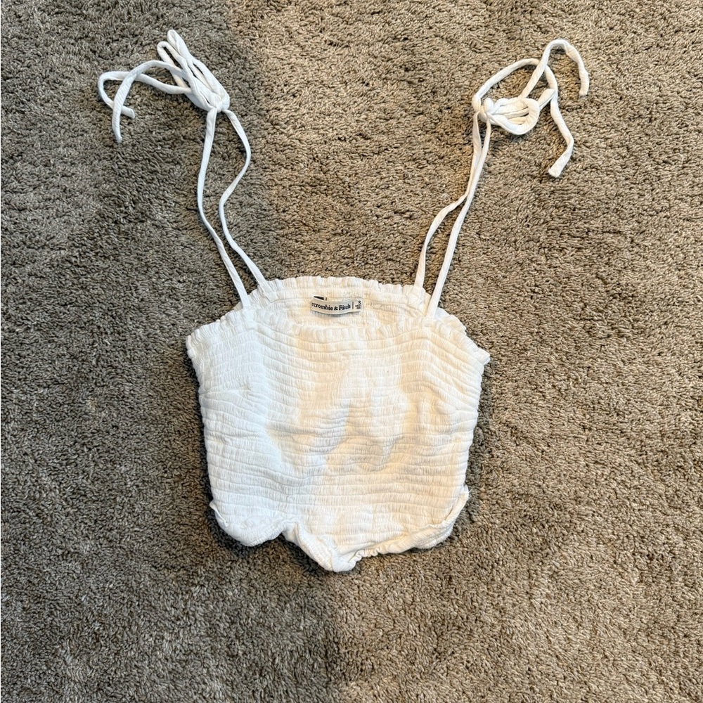 Abercrombie white tie textured crop tank